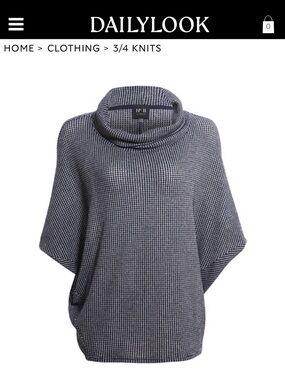 No 11 (DailyLook) XL Cowl Neck Dolman Sleeve Sweater - Navy